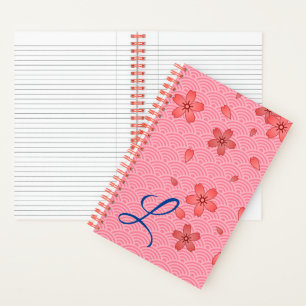 Japanisches Kirschblossom und Wellenmuster Notizbuch