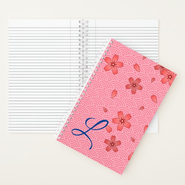 Japanisches Kirschblossom und Wellenmuster Notizbuch (Innen)