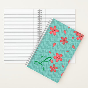 Japanisches Kirschblossom und Wellenmuster Notizbuch