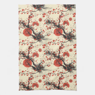 Japanisches Kirschblüten-Fächer-Muster (4) Geschirrtuch