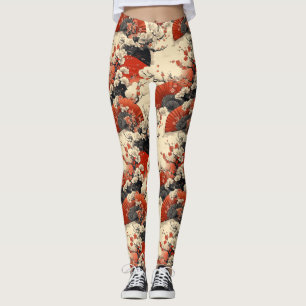 Japanisches Kirschblüten-Fächer-Muster (5) Leggings