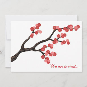 Japanisches Kirschblütenzweig-Design in Rosa. Einladung