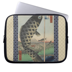 Japanisches Koi-Fisch-Festflagge Antik Laptopschutzhülle