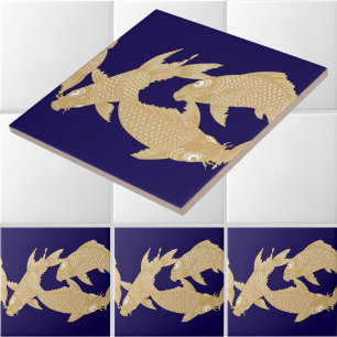 Japanisches Koi-Goldfisch-Friesmuster Fliese