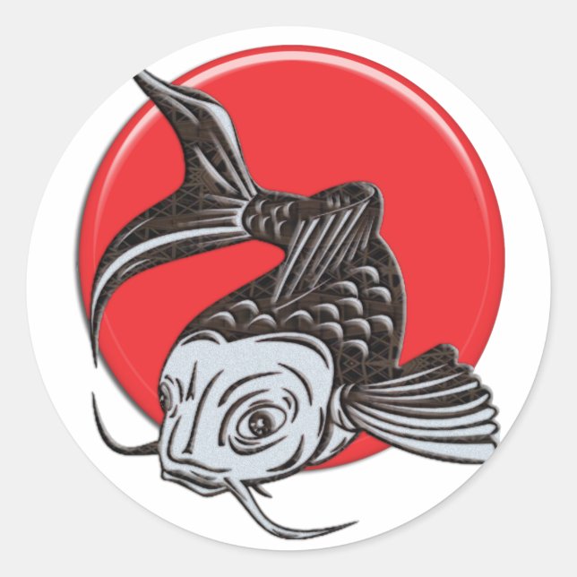 Japanisches Koi-Logo Runder Aufkleber (Vorderseite)