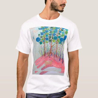 Japanisches Kunst-T-Shirt - Wald & Katze Ölmalerei T-Shirt
