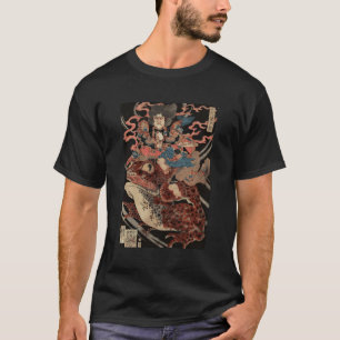 Japanisches Kunstwerk Samurai Riding Riant Toad T-Shirt