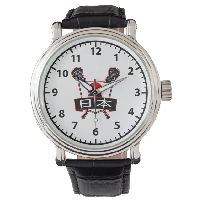 Japanisches Lacrosse-Logo Armbanduhr (Vorderseite)