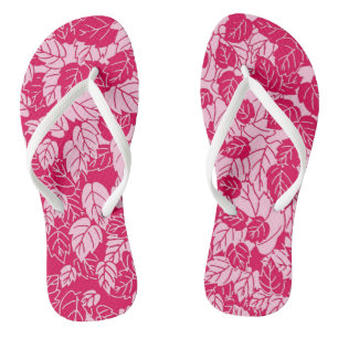 Japanisches Leaf Print, Fuchsia und Light Pink Flip Flops