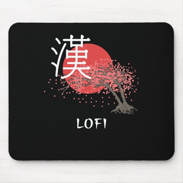 Japanisches Lofi Hip Hop Kanji Cherry Blossom Lofi Mousepad (Vorne)