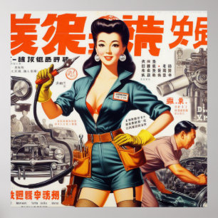 Japanisches Mechanic Girl Poster