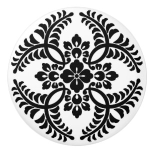 Japanisches Medaillon-Muster, Schwarzweiss Keramikknauf