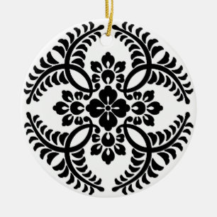 Japanisches Medaillonmuster, Schwarz und Weiß Keramik Ornament