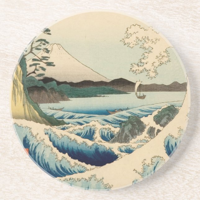 Japanisches Meer von Satta Hiroshige Kunst Getränkeuntersetzer (Vorne)