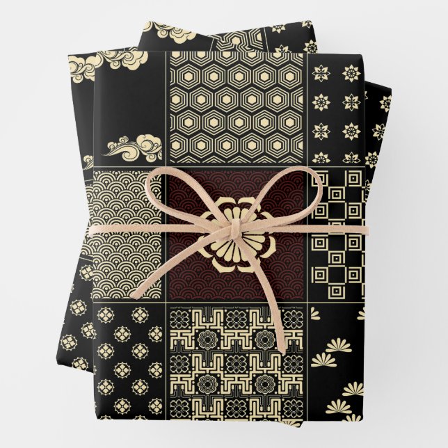 Japanisches Mix-Muster Geschenkpapier Set (Beispiel)