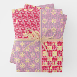 Japanisches Mix-Muster Geschenkpapier Set