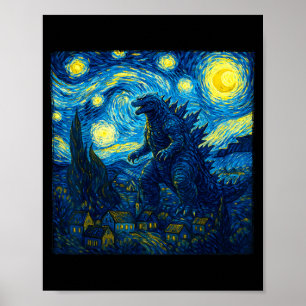 Japanisches Monster Kaiju Van Gogh Sternennacht  Poster