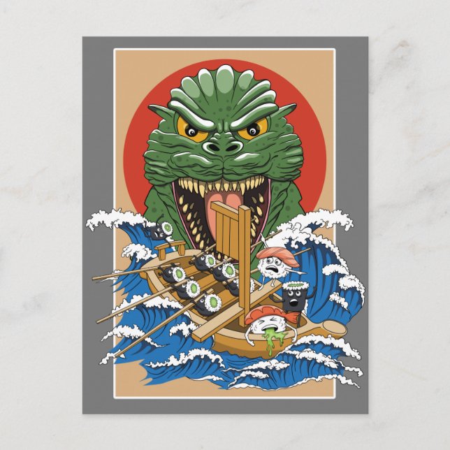Japanisches Monster Sushi Lover Postkarte (Vorderseite)