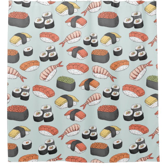 Japanisches Muster der Sushi Nahrungsmittel Duschvorhang (Vorderseite)