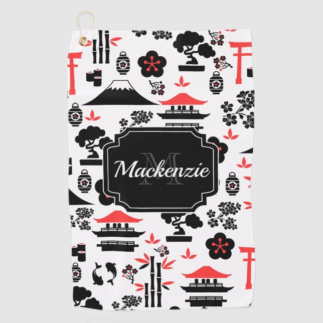 Japanisches Muster Golfhandtuch (Vorderseite)