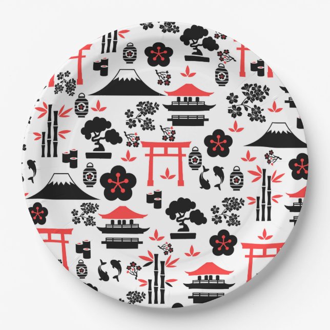 Japanisches Muster Pappteller (Vorderseite)
