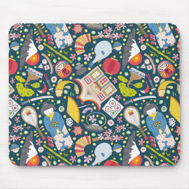 Japanisches Nahtloses Muster Mousepad (Vorne)