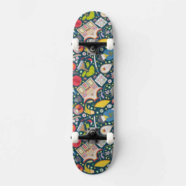 Japanisches nahtloses Muster Skateboard (Vorderseite)