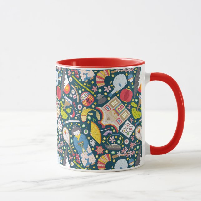 Japanisches Nahtloses Muster Tasse (Rechts)