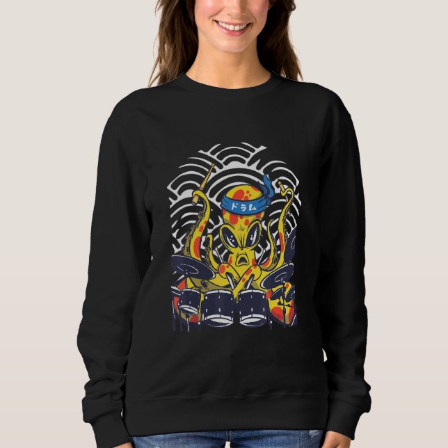 Japanisches Octopus Sea Monster-Trommel-Kit Sweatshirt (Vorderseite)