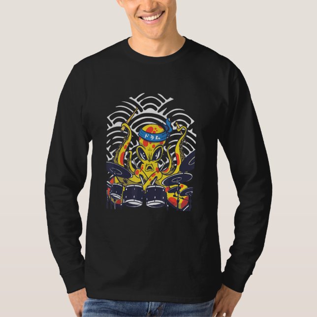 Japanisches Octopus Sea Monster-Trommel-Kit T-Shirt (Vorderseite)