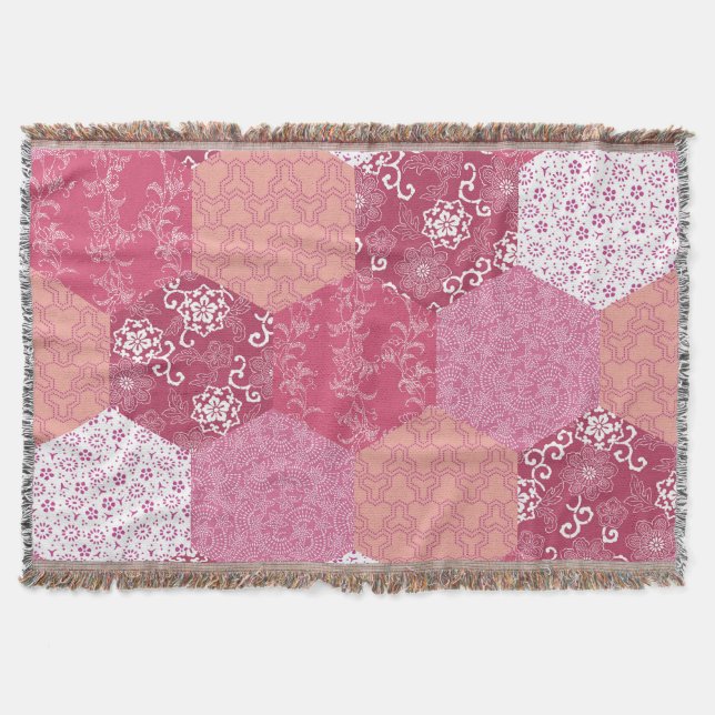 Japanisches Patchwork-Muster-Design Decke (Vorderseite)