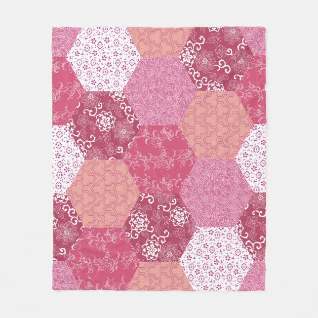 Japanisches Patchwork-Muster-Design Fleecedecke (Vorderseite)