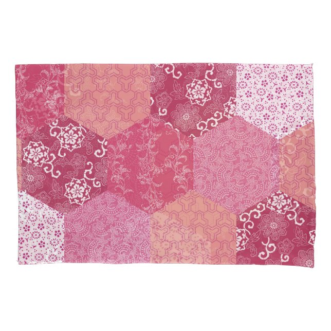 Japanisches Patchwork-Muster-Design Kissenbezug (Vorderseite)
