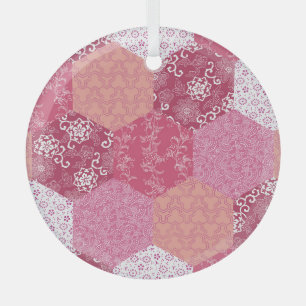 Japanisches Patchwork-Muster-Design Ornament Aus Glas