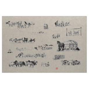 Japanisches PferdeSamuraikunst-Reiter sumi Stoff