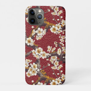 Japanisches Pflaumenblüten-Koralle-Creme-Burgunder Case-Mate iPhone Hülle