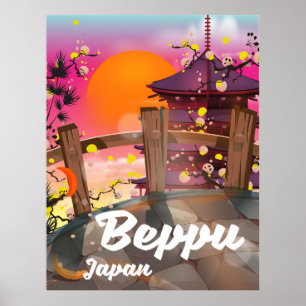 Japanisches Reiseplakat Beppu Poster