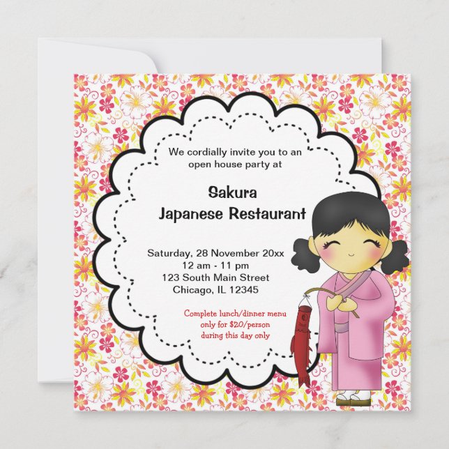 Japanisches Restaurant Grand Opening Einladung (Vorderseite)