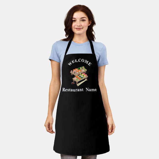 japanisches Restaurant Koch Empfang Sushi Personal Schürze (Getragen)