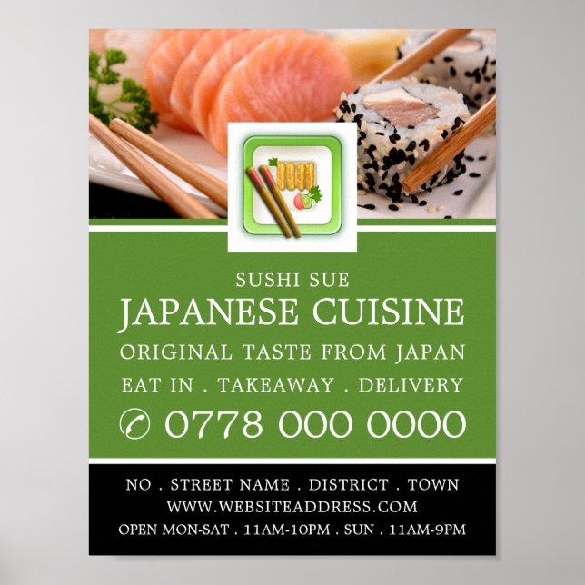 Japanisches Restaurant, Sushi Werbung Poster (Vorne)