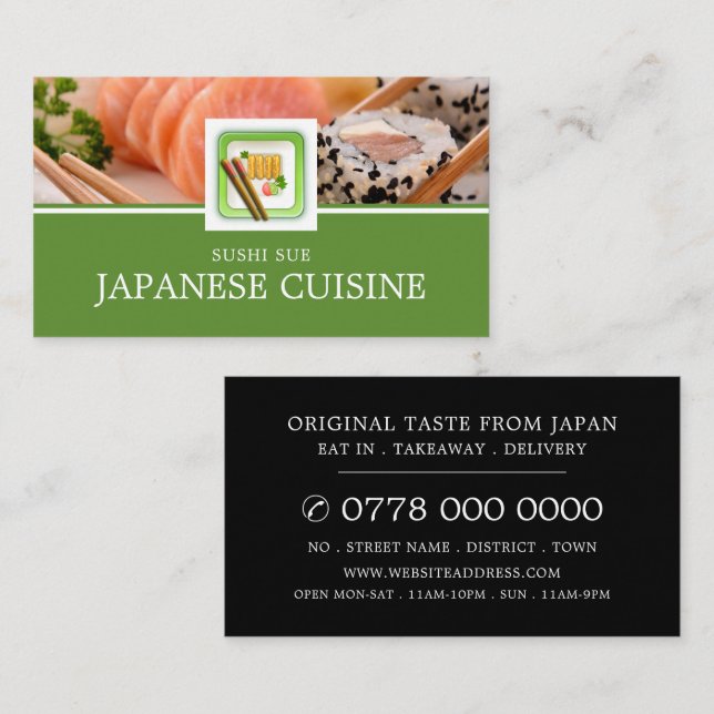 Japanisches Restaurant, Sushi Werbung Visitenkarte (Vorne/Hinten)