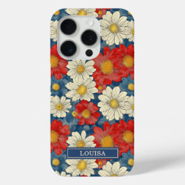 Japanisches rotes Blumenmuster mit Monogramm Case-Mate iPhone Hülle