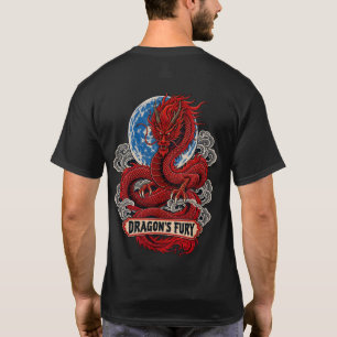 Japanisches rotes Drachen-Grafik-Shirt, Cyberpunk- T-Shirt