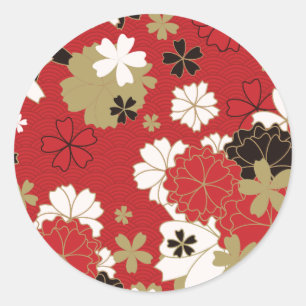 Japanisches Sakura-Elegantes Blumenmuster Runder Aufkleber