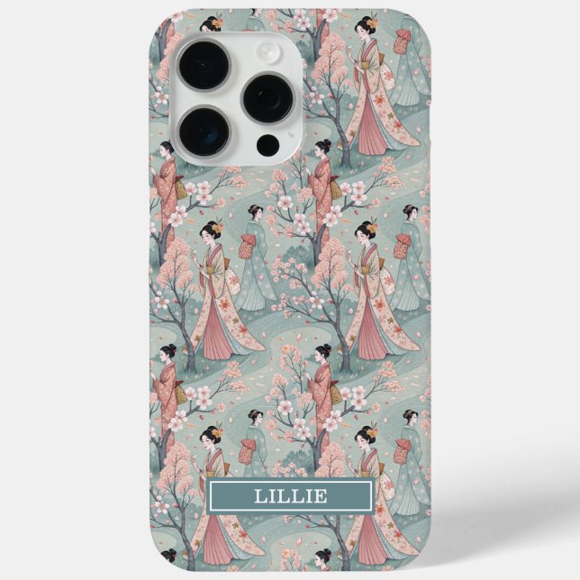 Japanisches Sakura-Geisha-Muster mit Monogramm - Case-Mate iPhone Hülle (Rückseite)