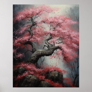 Japanisches Sakura Kirchenbaum Kunstdruckposter Poster