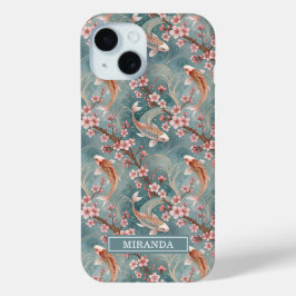 Japanisches Sakura-Koi-Fisch-Muster monogrammiert Case-Mate iPhone Hülle