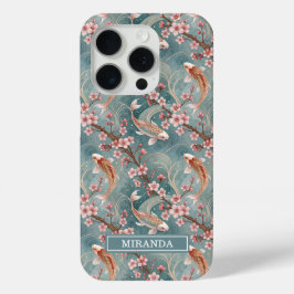 Japanisches Sakura-Koi-Fisch-Muster monogrammiert Case-Mate iPhone Hülle