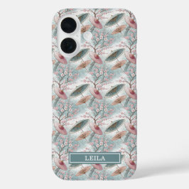 Japanisches Sakura-Schirm-Muster Monogramm iPhone 16 Hülle