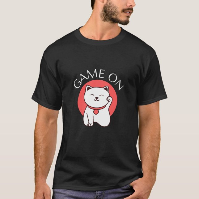 Japanisches Spiel auf Katzenarm - Gaming T-Shirt (Vorderseite)
